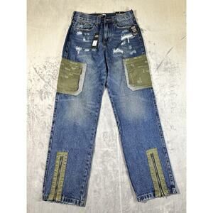 Fashion Nova Jeans Womens Size 7 Work It Cargo Women 18 Distressed wide Leg NWT